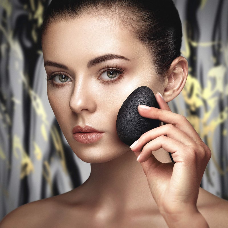 By MILLY Konjac Sponge for Face | All Natural and Reusable | Konjac Facial Sponge with Activated Bamboo Charcoal | Gentle Exfoliating Sponge for Face | Cleaning for All Skin Types | Biodegradable - Black  3pcs - Image 4